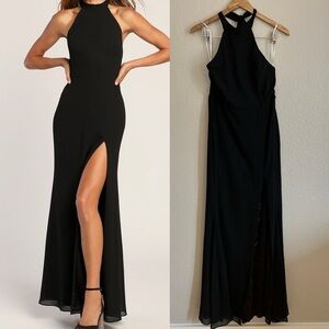 NWOT Captured Your Heart Black Halter Maxi Dress